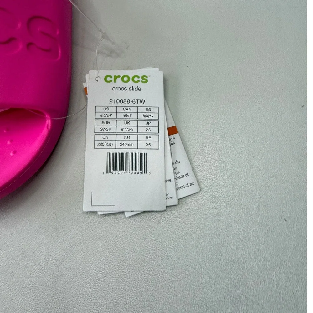 Crocs‎ Classic Slide Sandals Hot Fuschia Pink Womens 7 210088-6TW NEW